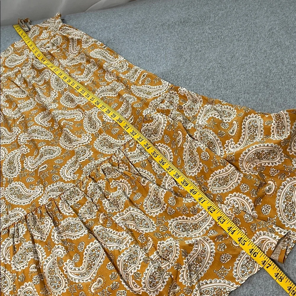 Carly Jean Los Angeles Midi Dress Sundress Small Strap Tiered Boho Mustard - Picture 2 of 9